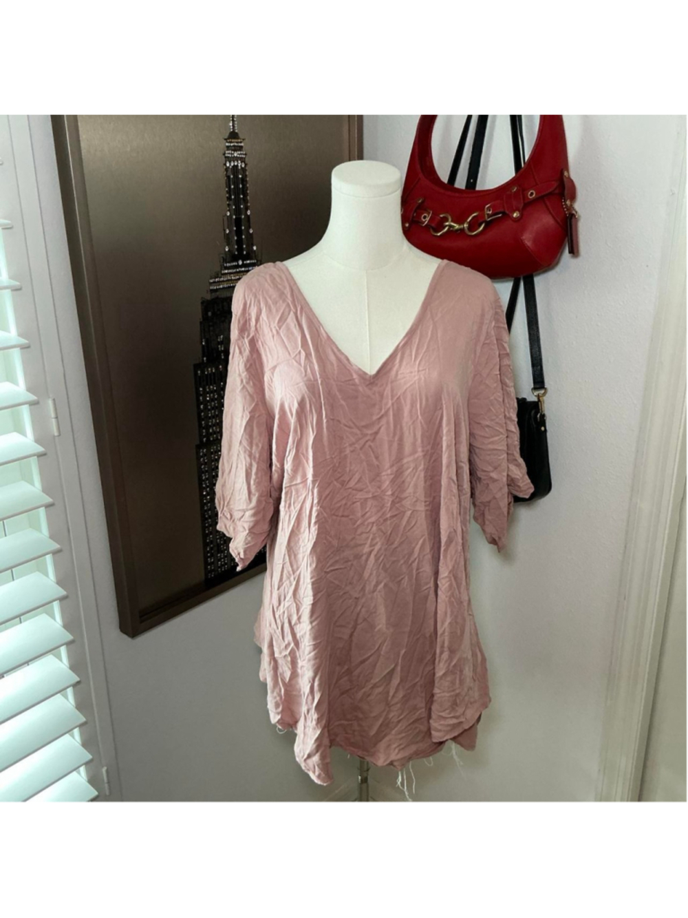 Torrid Dusty Rose Pink Oversized V-Neck Tunic Top Size 3